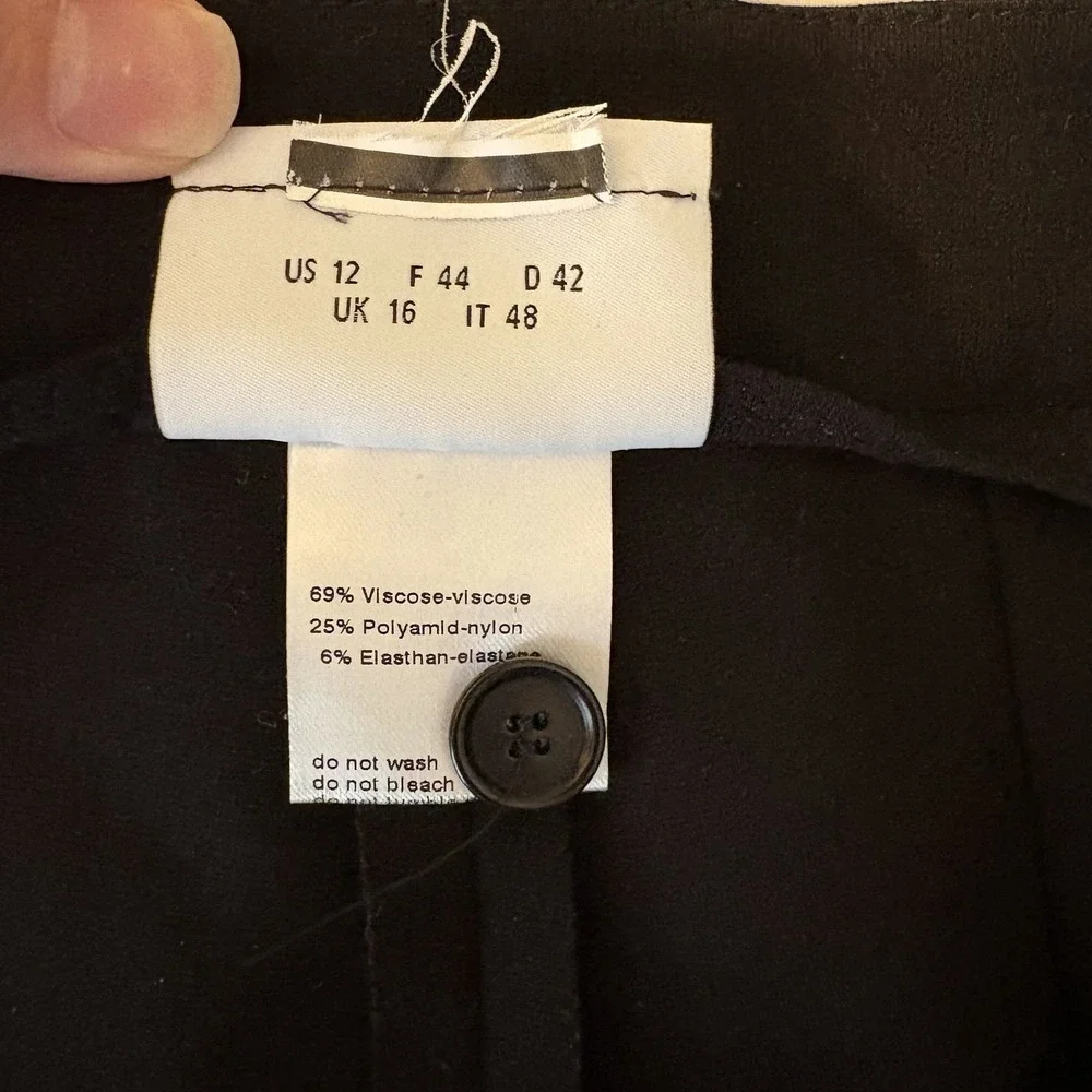 Akris Punto Pintuck Crease Stretch Knit Pants Black Size US 12 Minimalist Office